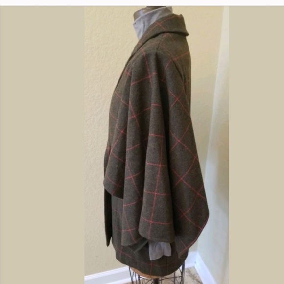 BCBG Windowpane cloak blazer coat, Olive Green, S - Picture 9 of 9